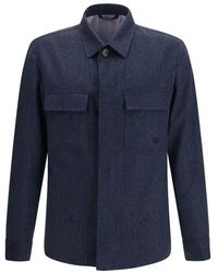 Etro - Blue Wool Oves Aries Full - Lyst