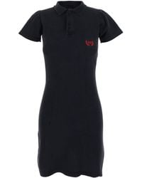 Balenciaga - Mini Dress With Polo Shirt Style Collar And Logo Deta - Lyst