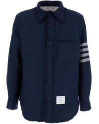 Thom Browne - Snap Front Shirt Jacket W/Fray Edge - Lyst