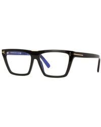 Tom Ford - Eyeglasses Square Full Rim, Shiny Frame And Clear Light Block Lenses Lens Ft5912-B001 - Lyst