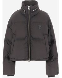 Ami Paris - Nylon Down Jacket With Logo - Lyst