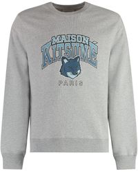 Maison Kitsuné - Campus Fox Printed Cotton Sweatshirt - Lyst