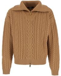 Versace - Turtleneck Sweater With Zip Closure And Medusa Head Embroidered On The Back - Lyst