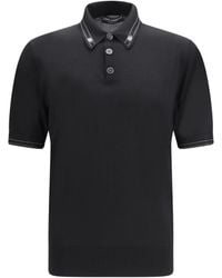 Dolce & Gabbana - Silk Polo With Collar And Short Sleeves Shirts - Lyst