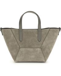 Brunello Cucinelli - Suede Shoulder Bag Calf Leather Bos Taurus - Lyst