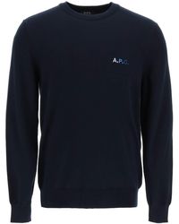 A.P.C. - Sylvain Logo Embroidered Cotton Sweater - Lyst