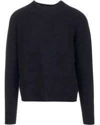 Palm Angels - Wool Sweater With White Curved Logo On The Back - Lyst