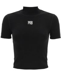 T By Alexander Wang - Cropped Top With Logo - Lyst