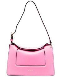 Wandler - 'micro Penelope' Pink Shoulder Bag With Logo Print In Leather - Lyst