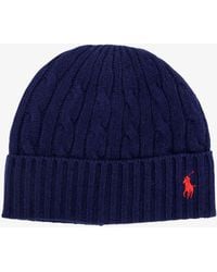 Polo Ralph Lauren - Wool Blend Cable Knit Beanie Hat - Lyst