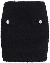 Balmain - Tweed Mini Skirt With Logo Buttons - Lyst