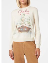 Mc2 Saint Barth - Crewneck Sweater With Chalet & Rosè Embroidery - Lyst