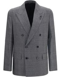 Lardini - Double-Breasted Wool Blazer Merino Ovis Aries Blazers E Vests - Lyst