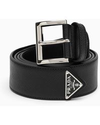 Prada Saffiano Leather Belt in Black for Men | Lyst