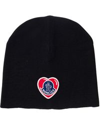Moncler - Beanie With Heart-Shaped Logo Patch - Lyst