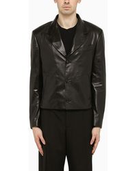 Ferragamo - Black Single Breasted Leather Jacket - Lyst
