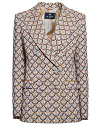 Etro - Pattern Jacquard Double-breasted Jacket - Lyst