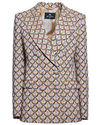 Etro - Pattern Jacquard Double-Breasted Jacket - Lyst