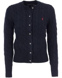 Polo Ralph Lauren - Cable-Knit Brand-Embroidered Cotton Cardigan - Lyst