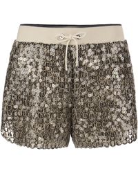 Brunello Cucinelli - Jute And Cotton Dazzling Embroidery Shorts - Lyst