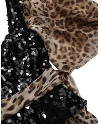 Dolce & Gabbana - Leopard Print Silk Sequin Ruffle Maxi Dress Nylon - Lyst