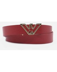 Emporio Armani - Hamme Leather Belt With Logoed Buckle - Lyst