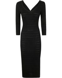 Twin Set - Fitted V-Neck Knitted Dress - Lyst