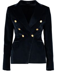 Tagliatore 0205 Velvet Suit Jacket in Dark Brown Black Womens Clothing Suits Trouser suits 