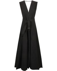 Brunello Cucinelli - Belted Waist V-neck Sleeveless Flare Dress - Lyst