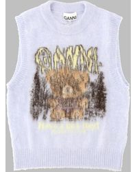 Ganni - Alpaca Teddy Forest Gilet Polyamide Wool Waistcoats & Gilets - Lyst