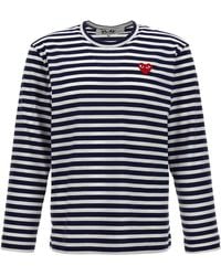 COMME DES GARÇONS PLAY - Logo Patch Stripes T-Shirt - Lyst