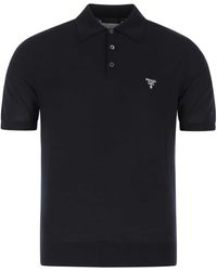 Prada - Midnight Wool Polo Shirt - Lyst