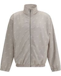 Gcds - Pinstriped Track Jacket With All-Over Logo Polyester - Lyst