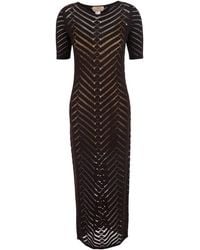 Twinset - Long Dress Knitted With Round Neck And Sleeves Viscose Elastane - Lyst