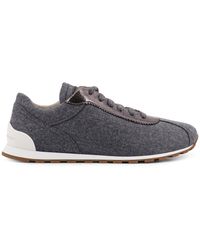 スニーカー BRUNELLO CUCINELLI Low-top Wool flannel sneakers leather Low-top Wool flannel sneakers with leather profiles BRUNELLO