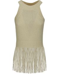 Wild Cashmere - Cropped Top Tank With Suede Frings - Lyst