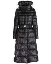Herno - Long Ultralight Nylon Hooded Down Coat With Elasticated Belt - Lyst