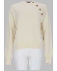 Balmain - Knit Jumper With Jewel Buttons Cashmere Jumpers - Lyst