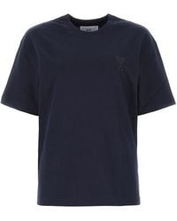 Ami Paris - Navy Blue Cotton Oversize T-shirt - Lyst