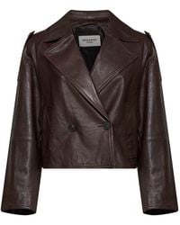 Weekend by Maxmara - Pea Coat Wkdfelino Chocolate Nappa Leather Jacket - Lyst