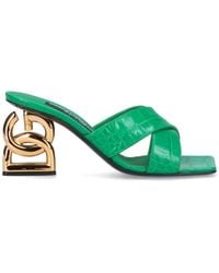 Dolce & Gabbana - Croc-embossed Leather Sandal - Lyst