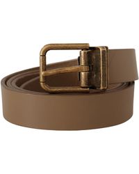 Dolce & Gabbana - Solid Leather Brass Buckle Classic Belt - Lyst