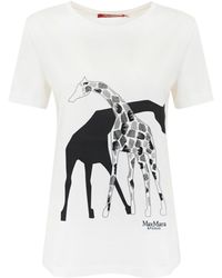 Max Mara Studio - Rita Cotton T-shirt With Giraffe Print - Lyst