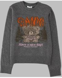 Ganni - Teddy Forest Wool Jumper Sweater - Lyst