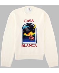 CASABLANCA - Wool Graphic Knit Sweater - Lyst