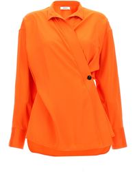 Ferragamo - Asymmetric Mandarin Wrap Top - Lyst