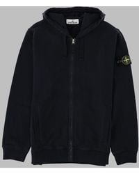 Stone Island - Patch Logo Zip-Up Cotton Hoodie - Lyst