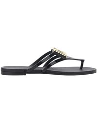 Dolce & Gabbana - Thong Sandals With Logo Plaque On The Front - Lyst