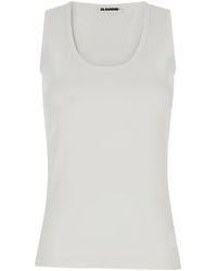 Jil Sander - Basic Tank Top With Embroidered Logo - Lyst