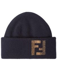 Fendi - Cap With Logo Wool And Cashmere Virgin Hat - Lyst